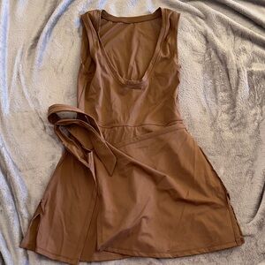 Brown Sleeveless skort Dress